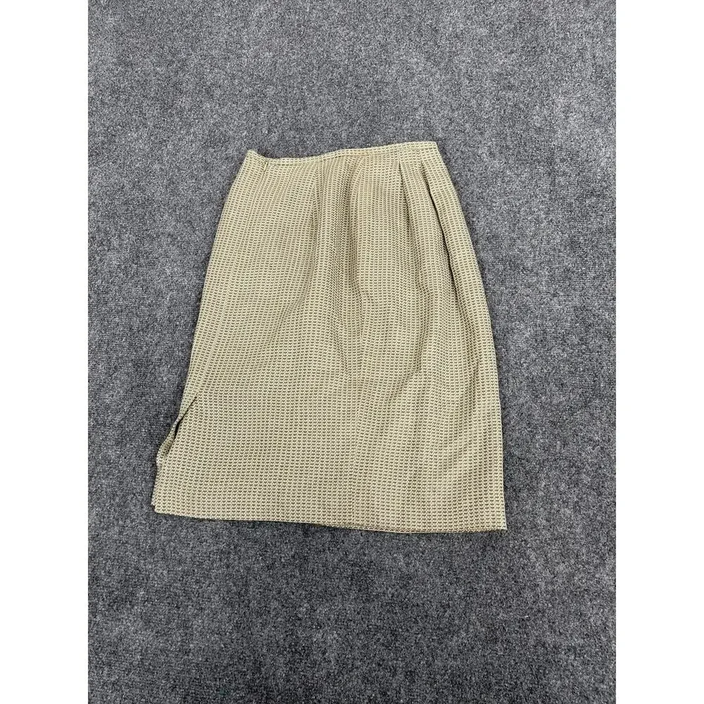 Rena Rowan Saville Skirt Size 6 Zip Front Midi Rayon Beige Straight Knit N35